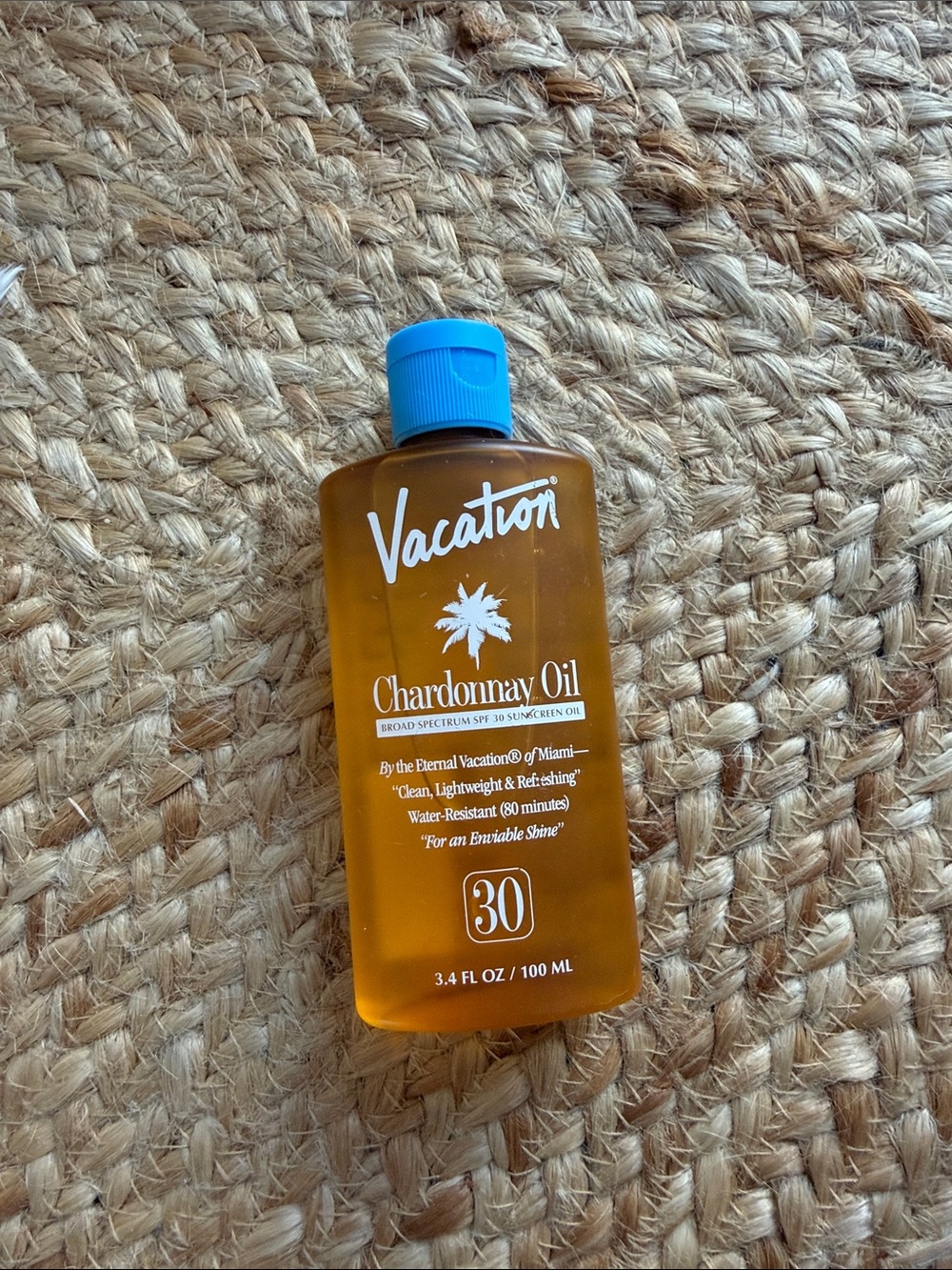 Vacation Chardonnay Oil SPF 30 Sunscreen - Blue Cap, Amber Bottle